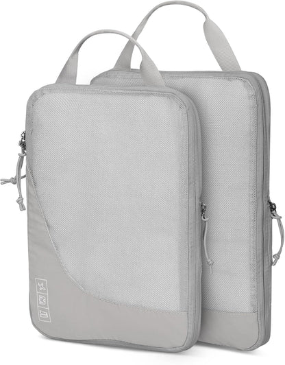 6 Set/ 4 Set/ 2 Set Compression Packing Cubes Travel Essentials Lightweight Nylon Luggage Suitcase Organizer Bag Light Blue 2PCS