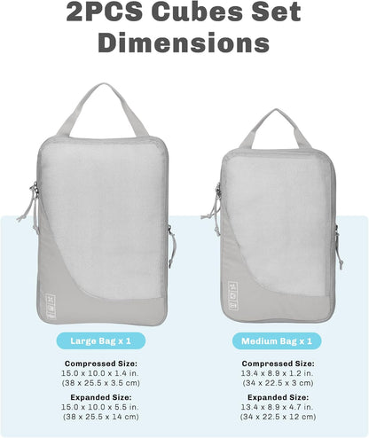 6 Set/ 4 Set/ 2 Set Compression Packing Cubes Travel Essentials Lightweight Nylon Luggage Suitcase Organizer Bag Light Blue 2PCS