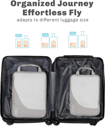 6 Set/ 4 Set/ 2 Set Compression Packing Cubes Travel Essentials Lightweight Nylon Luggage Suitcase Organizer Bag Light Blue 2PCS