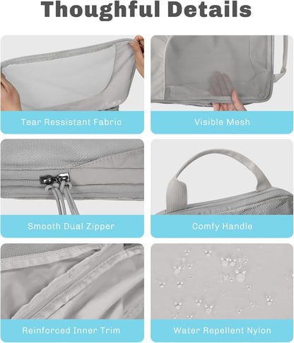 6 Set/ 4 Set/ 2 Set Compression Packing Cubes Travel Essentials Lightweight Nylon Luggage Suitcase Organizer Bag Light Blue 2PCS