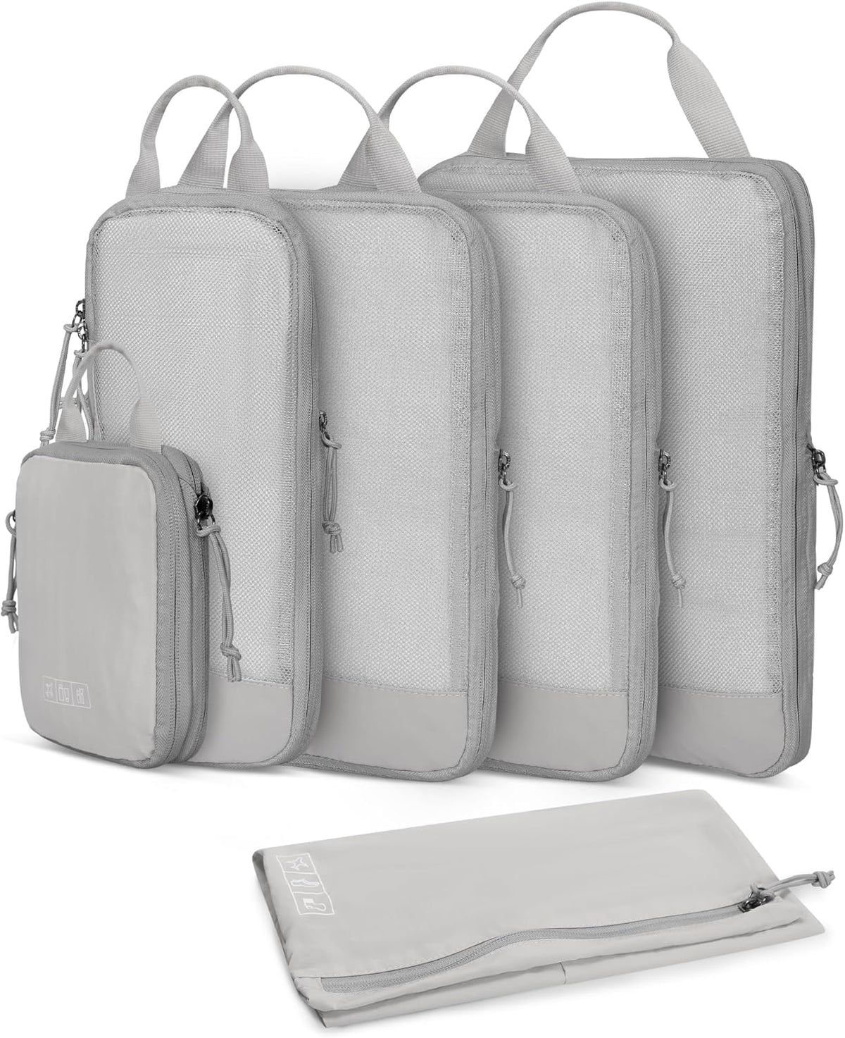 6 Set/ 4 Set/ 2 Set Compression Packing Cubes Travel Essentials Lightweight Nylon Luggage Suitcase Organizer Bag Light Blue 2PCS