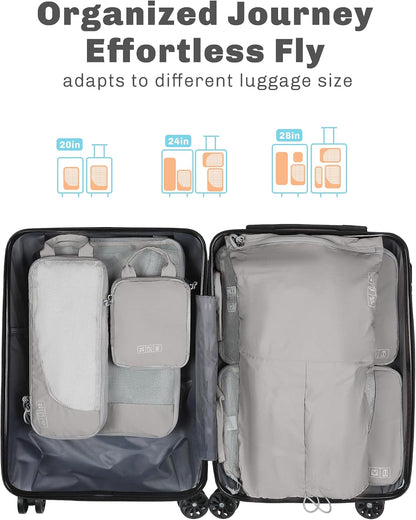 6 Set/ 4 Set/ 2 Set Compression Packing Cubes Travel Essentials Lightweight Nylon Luggage Suitcase Organizer Bag Light Blue 2PCS
