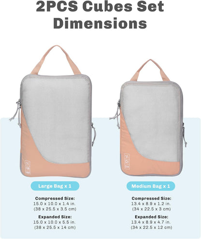 6 Set/ 4 Set/ 2 Set Compression Packing Cubes Travel Essentials Lightweight Nylon Luggage Suitcase Organizer Bag Light Blue 2PCS