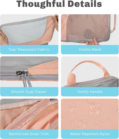 6 Set/ 4 Set/ 2 Set Compression Packing Cubes Travel Essentials Lightweight Nylon Luggage Suitcase Organizer Bag Light Blue 2PCS
