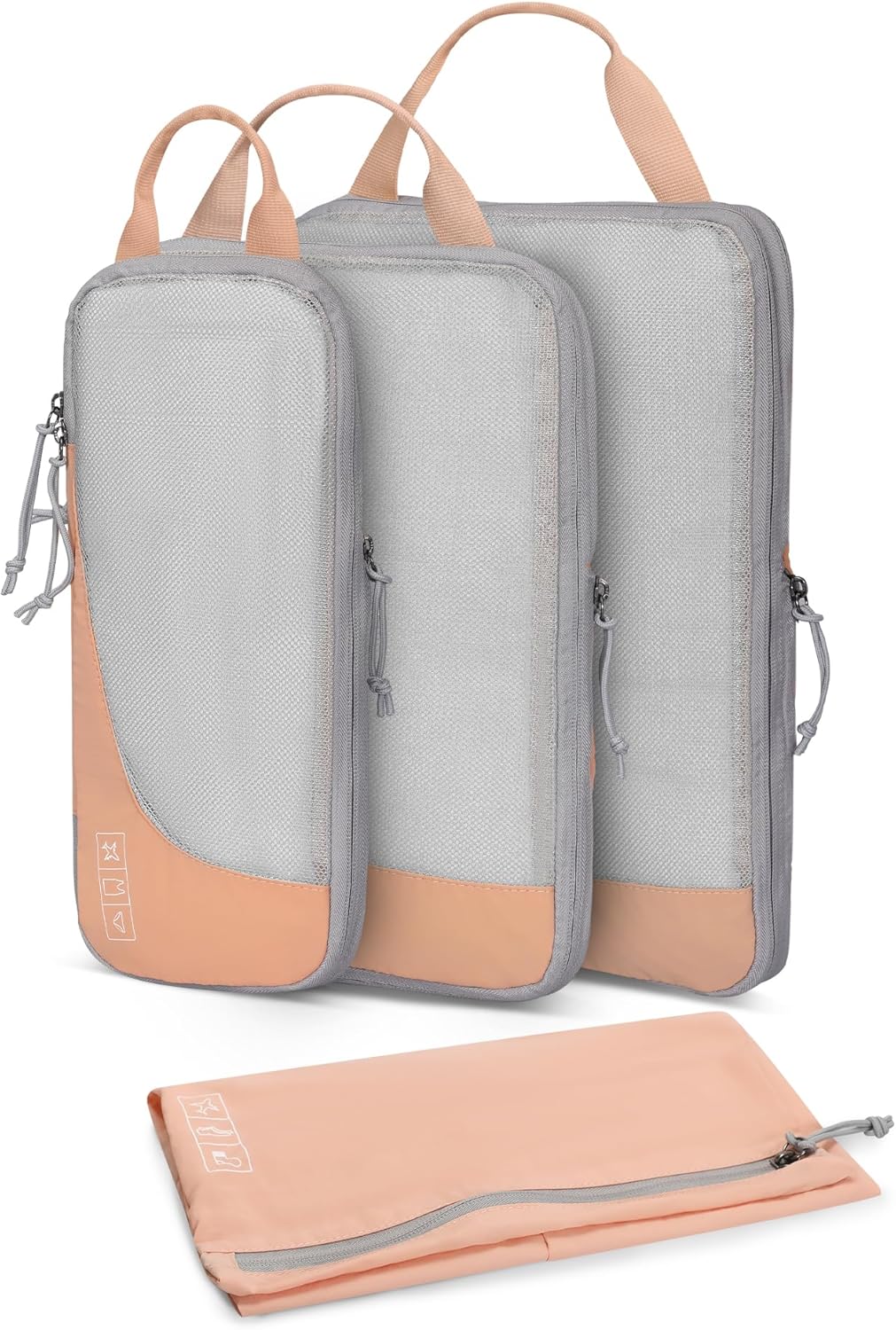6 Set/ 4 Set/ 2 Set Compression Packing Cubes Travel Essentials Lightweight Nylon Luggage Suitcase Organizer Bag Light Blue 2PCS