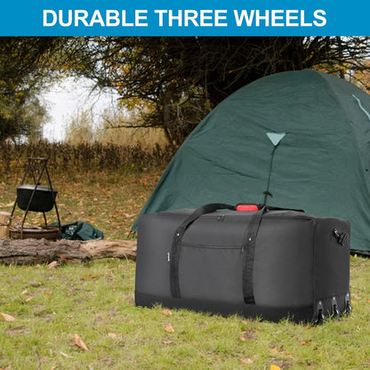 120L Foldable Rolling Duffel Bag with 3 Wheels, Light Weight Travel Duffel bag with Large Loading Capacity, 32'' Rolling Duffel bag with Shoulder Strap