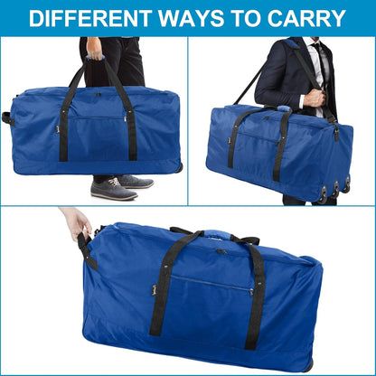 120L Foldable Rolling Duffel Bag with 3 Wheels, Light Weight Travel Duffel bag with Large Loading Capacity, 32'' Rolling Duffel bag with Shoulder Strap