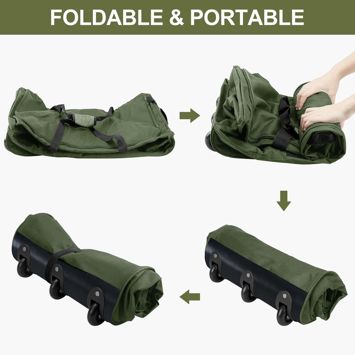 120L Foldable Rolling Duffel Bag with 3 Wheels, Light Weight Travel Duffel bag with Large Loading Capacity, 32'' Rolling Duffel bag with Shoulder Strap