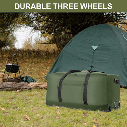 120L Foldable Rolling Duffel Bag with 3 Wheels, Light Weight Travel Duffel bag with Large Loading Capacity, 32'' Rolling Duffel bag with Shoulder Strap