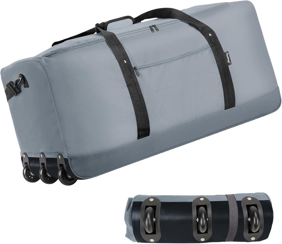 120L Foldable Rolling Duffel Bag with 3 Wheels, Light Weight Travel Duffel bag with Large Loading Capacity, 32'' Rolling Duffel bag with Shoulder Strap