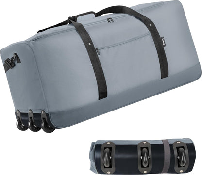 120L Foldable Rolling Duffel Bag with 3 Wheels, Light Weight Travel Duffel bag with Large Loading Capacity, 32'' Rolling Duffel bag with Shoulder Strap