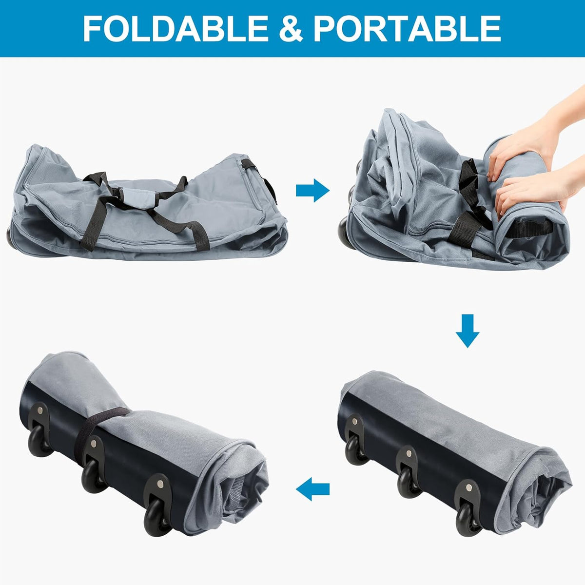 120L Foldable Rolling Duffel Bag with 3 Wheels, Light Weight Travel Duffel bag with Large Loading Capacity, 32'' Rolling Duffel bag with Shoulder Strap