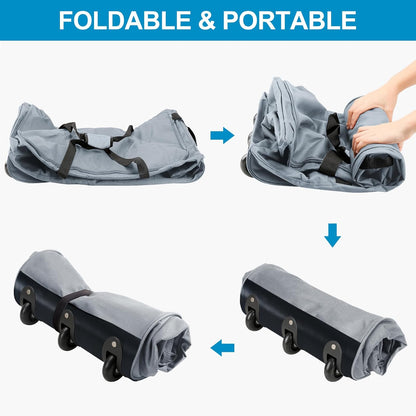 120L Foldable Rolling Duffel Bag with 3 Wheels, Light Weight Travel Duffel bag with Large Loading Capacity, 32'' Rolling Duffel bag with Shoulder Strap