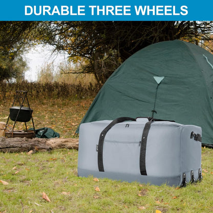 120L Foldable Rolling Duffel Bag with 3 Wheels, Light Weight Travel Duffel bag with Large Loading Capacity, 32'' Rolling Duffel bag with Shoulder Strap
