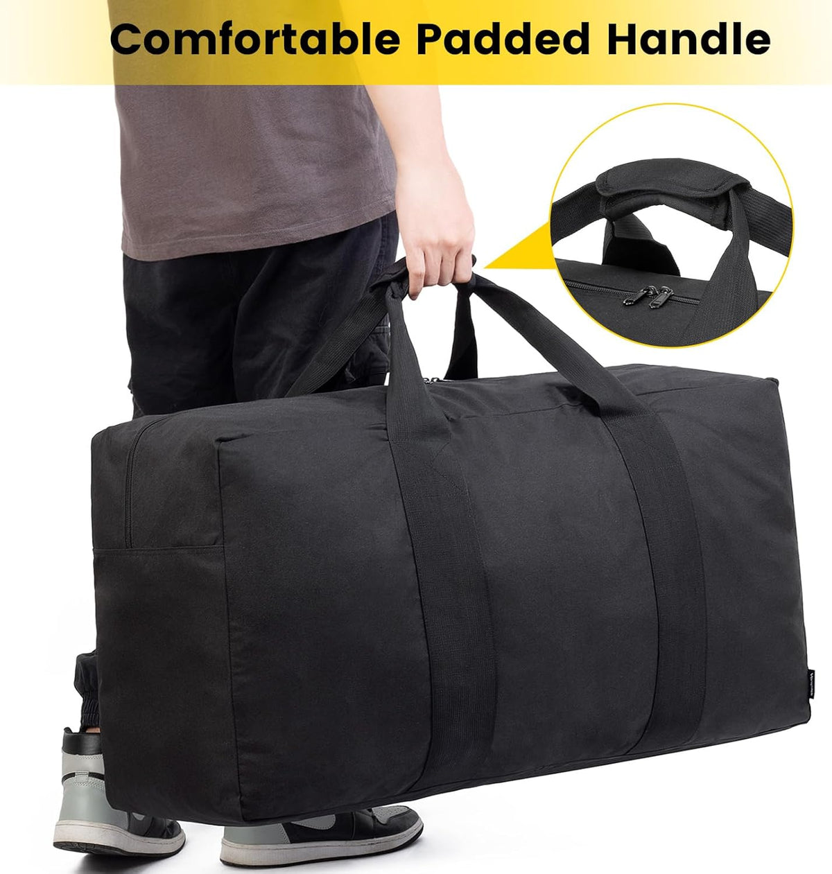 Extra Large Duffle Bag for Travel - 100L Duffel Bag for Men Gear Bag for Storage Foldable Weekender Bag for Overnight Camping - Black