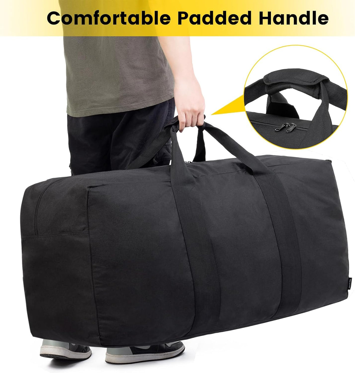 Extra Large Duffle Bag for Travel - 100L Duffel Bag for Men Gear Bag for Storage Foldable Weekender Bag for Overnight Camping - Black