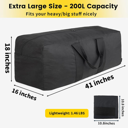 Extra Large Duffle Bag for Travel - 100L Duffel Bag for Men Gear Bag for Storage Foldable Weekender Bag for Overnight Camping - Black
