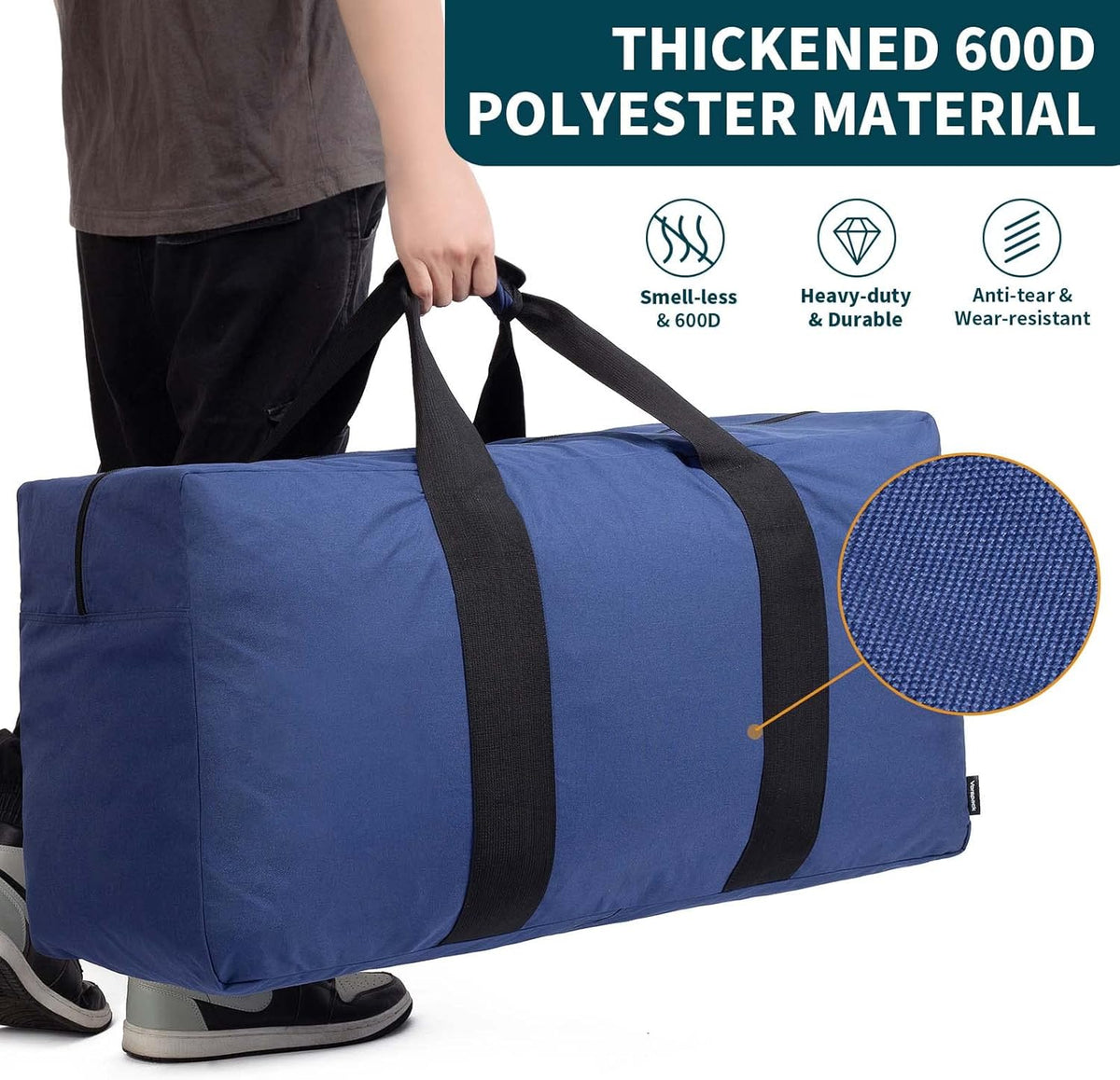 Extra Large Duffle Bag for Travel - 100L Duffel Bag for Men Gear Bag for Storage Foldable Weekender Bag for Overnight Camping - Black