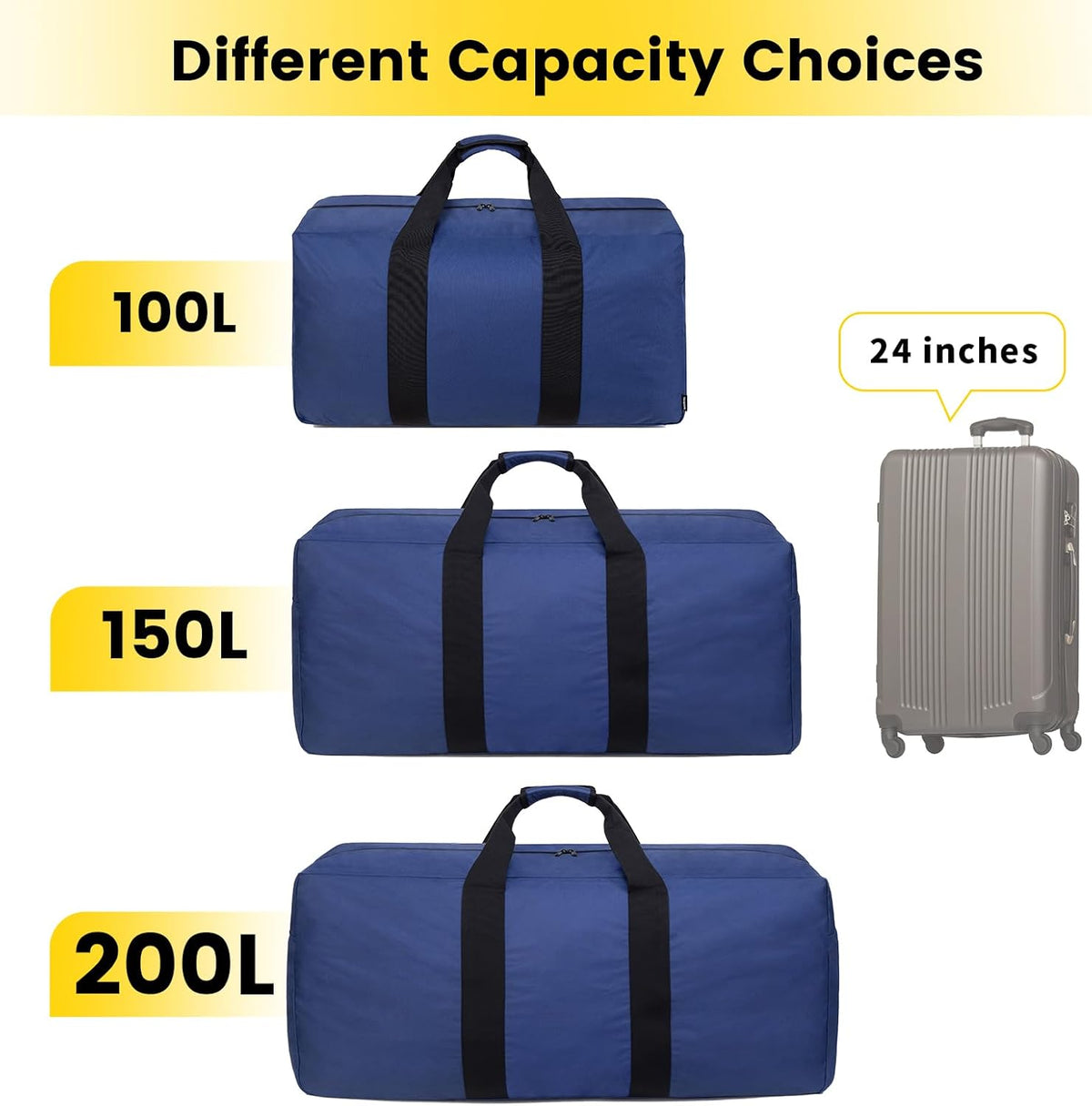 Extra Large Duffle Bag for Travel - 100L Duffel Bag for Men Gear Bag for Storage Foldable Weekender Bag for Overnight Camping - Black