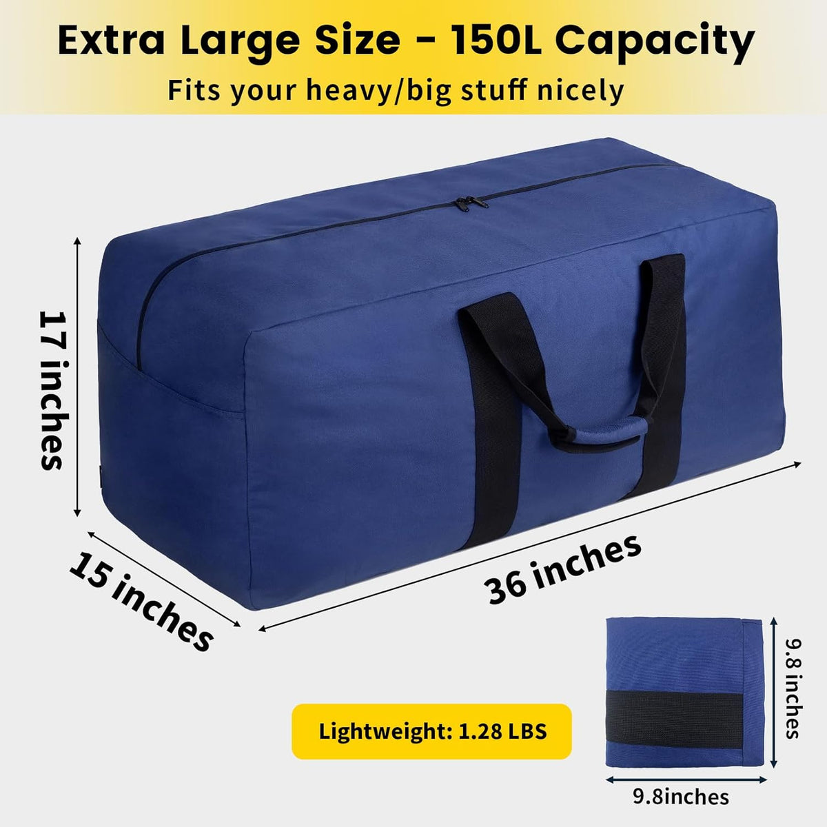 Extra Large Duffle Bag for Travel - 100L Duffel Bag for Men Gear Bag for Storage Foldable Weekender Bag for Overnight Camping - Black