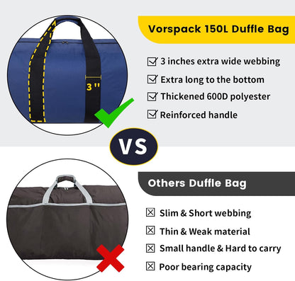 Extra Large Duffle Bag for Travel - 100L Duffel Bag for Men Gear Bag for Storage Foldable Weekender Bag for Overnight Camping - Black