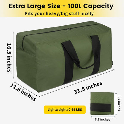 Extra Large Duffle Bag for Travel - 100L Duffel Bag for Men Gear Bag for Storage Foldable Weekender Bag for Overnight Camping - Black