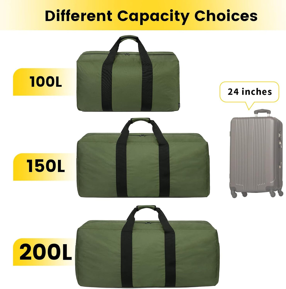 Extra Large Duffle Bag for Travel - 100L Duffel Bag for Men Gear Bag for Storage Foldable Weekender Bag for Overnight Camping - Black