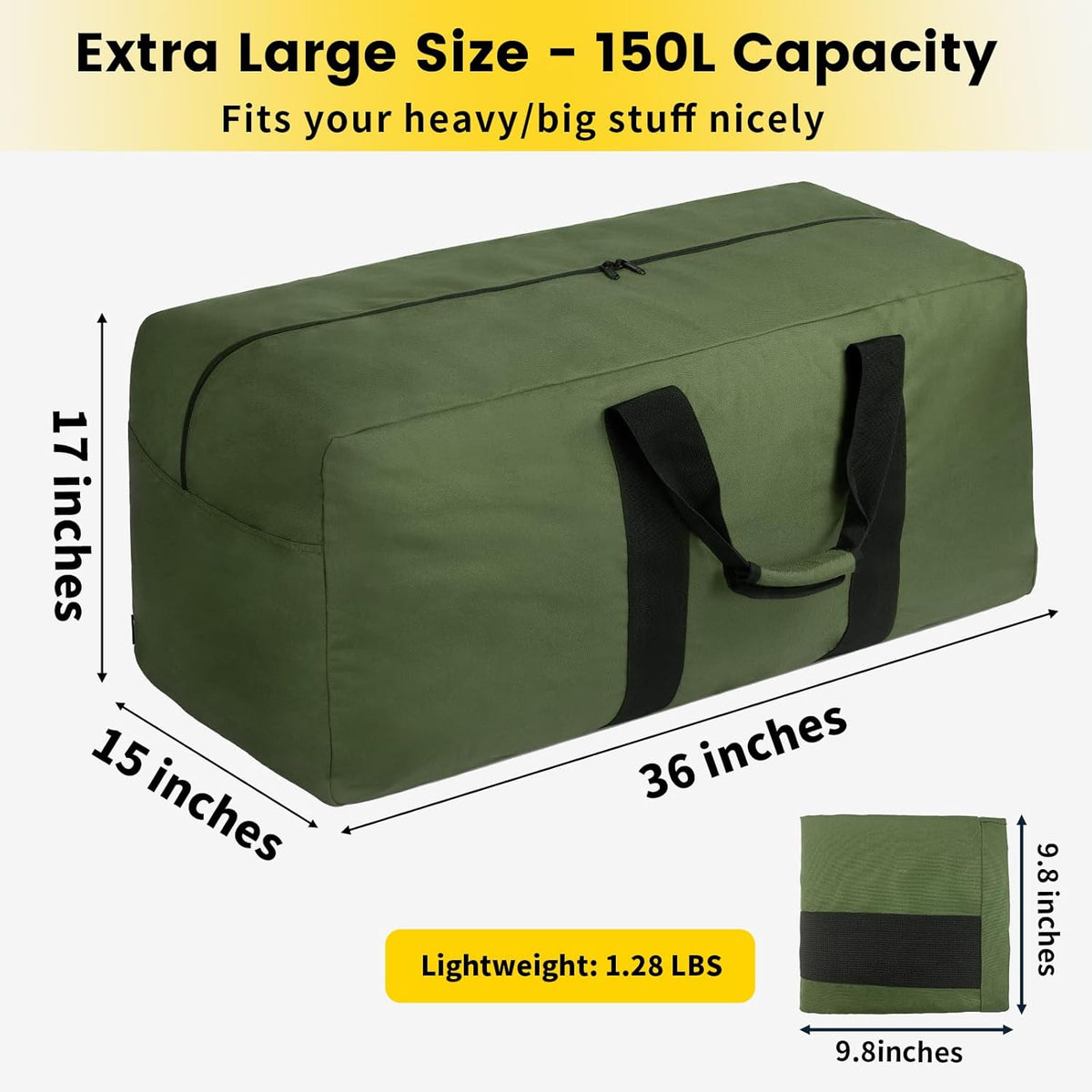 Extra Large Duffle Bag for Travel - 100L Duffel Bag for Men Gear Bag for Storage Foldable Weekender Bag for Overnight Camping - Black