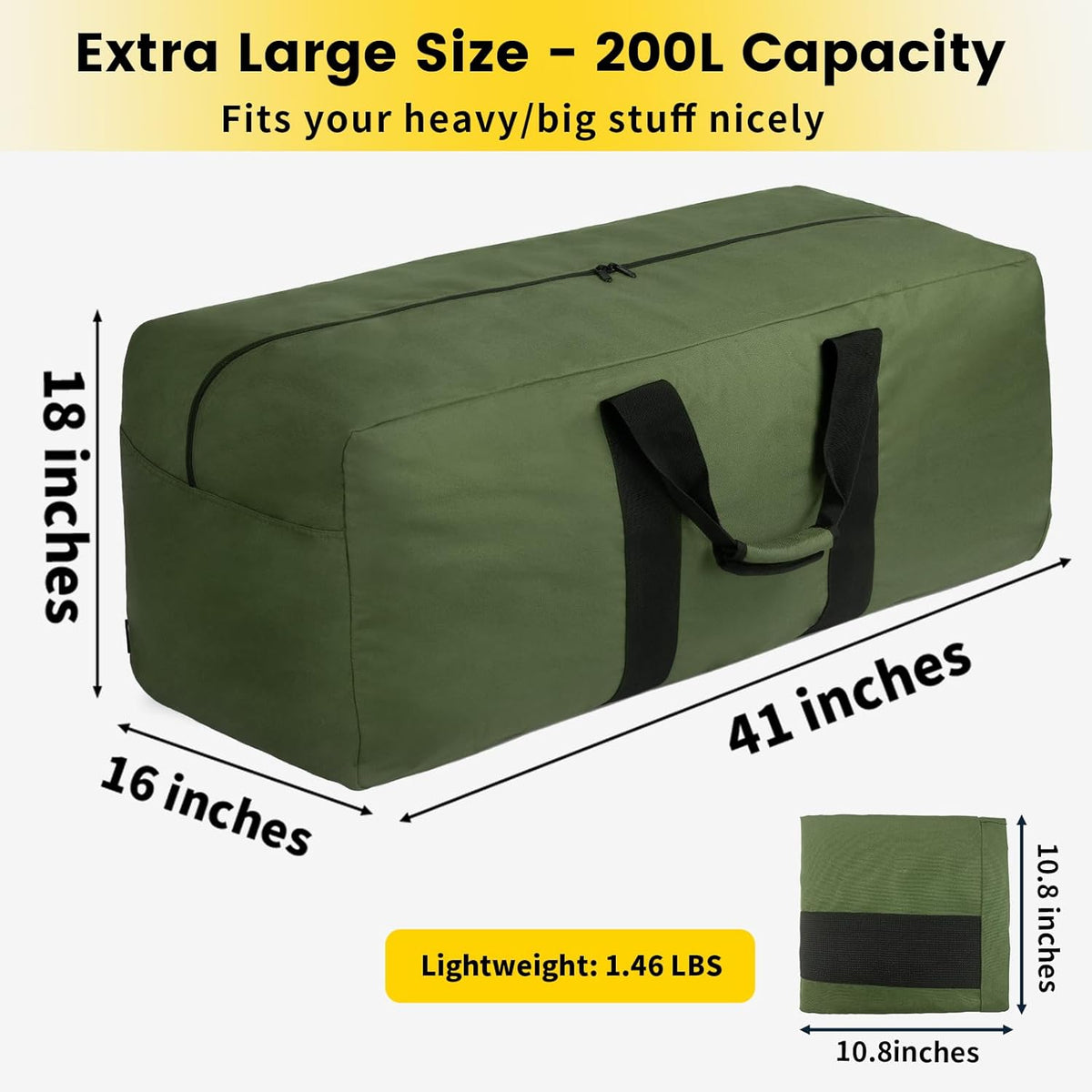 Extra Large Duffle Bag for Travel - 100L Duffel Bag for Men Gear Bag for Storage Foldable Weekender Bag for Overnight Camping - Black