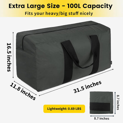 Extra Large Duffle Bag for Travel - 100L Duffel Bag for Men Gear Bag for Storage Foldable Weekender Bag for Overnight Camping - Black