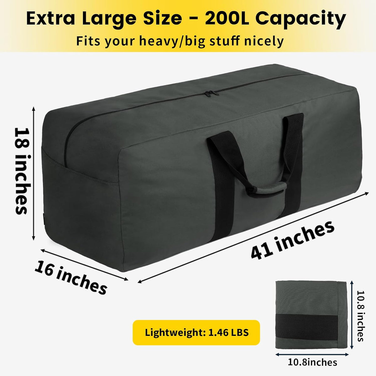 Extra Large Duffle Bag for Travel - 100L Duffel Bag for Men Gear Bag for Storage Foldable Weekender Bag for Overnight Camping - Black