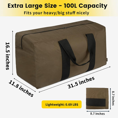 Extra Large Duffle Bag for Travel - 100L Duffel Bag for Men Gear Bag for Storage Foldable Weekender Bag for Overnight Camping - Black