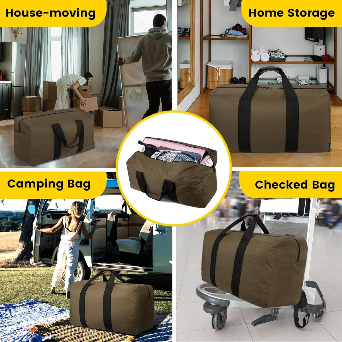 Extra Large Duffle Bag for Travel - 100L Duffel Bag for Men Gear Bag for Storage Foldable Weekender Bag for Overnight Camping - Black
