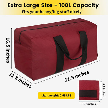 Extra Large Duffle Bag for Travel - 100L Duffel Bag for Men Gear Bag for Storage Foldable Weekender Bag for Overnight Camping - Black