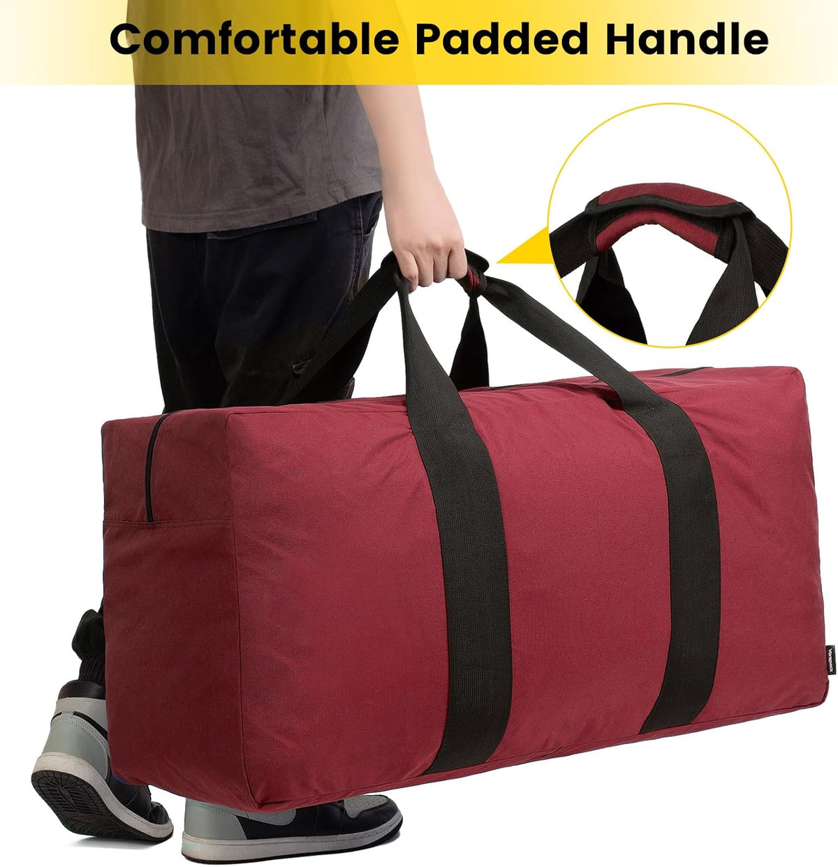 Extra Large Duffle Bag for Travel - 100L Duffel Bag for Men Gear Bag for Storage Foldable Weekender Bag for Overnight Camping - Black