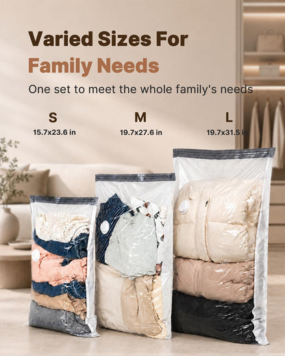 Vacuum Seal Bags for Clothing, 16 Pack Vacuum Storage Bags with Rechargeable Cordless Air Pump(4J+4L+4M+4S), Space Saver Bags for Clothes Blanket Duvets Pillows Comforters Travel