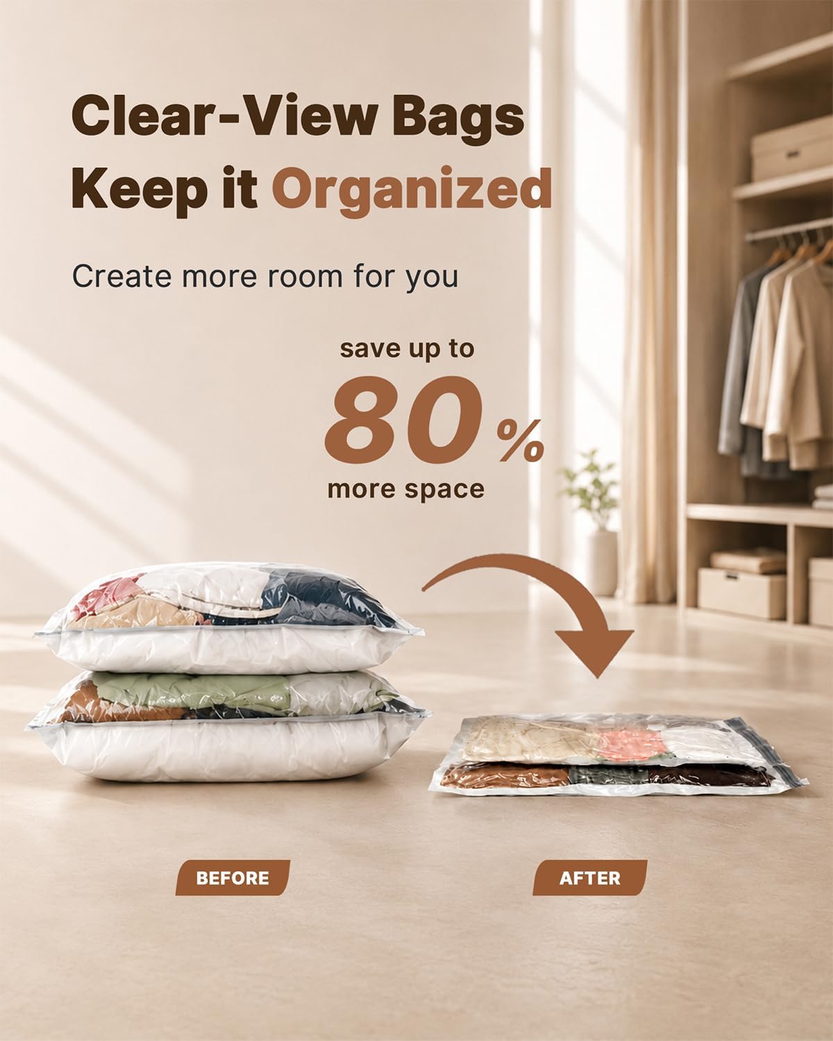 Vacuum Seal Bags for Clothing, 16 Pack Vacuum Storage Bags with Rechargeable Cordless Air Pump(4J+4L+4M+4S), Space Saver Bags for Clothes Blanket Duvets Pillows Comforters Travel