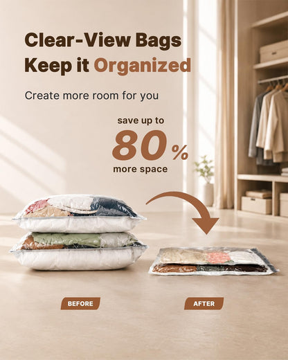 Vacuum Seal Bags for Clothing, 16 Pack Vacuum Storage Bags with Rechargeable Cordless Air Pump(4J+4L+4M+4S), Space Saver Bags for Clothes Blanket Duvets Pillows Comforters Travel