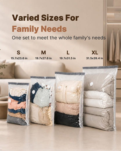 Vacuum Seal Bags for Clothing, 16 Pack Vacuum Storage Bags with Rechargeable Cordless Air Pump(4J+4L+4M+4S), Space Saver Bags for Clothes Blanket Duvets Pillows Comforters Travel