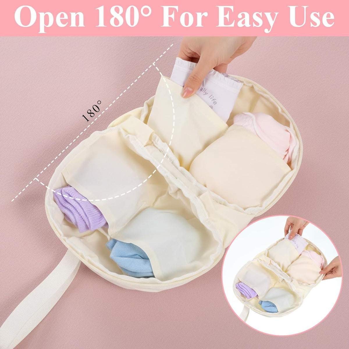 Travel Underwear Organizer Bag,Portable Lingerie Travel Bags Multi-Compartment Storage Underwear Bag For Traveling Lingerie Storage,Ideal For Suitcases and Carry-Ons