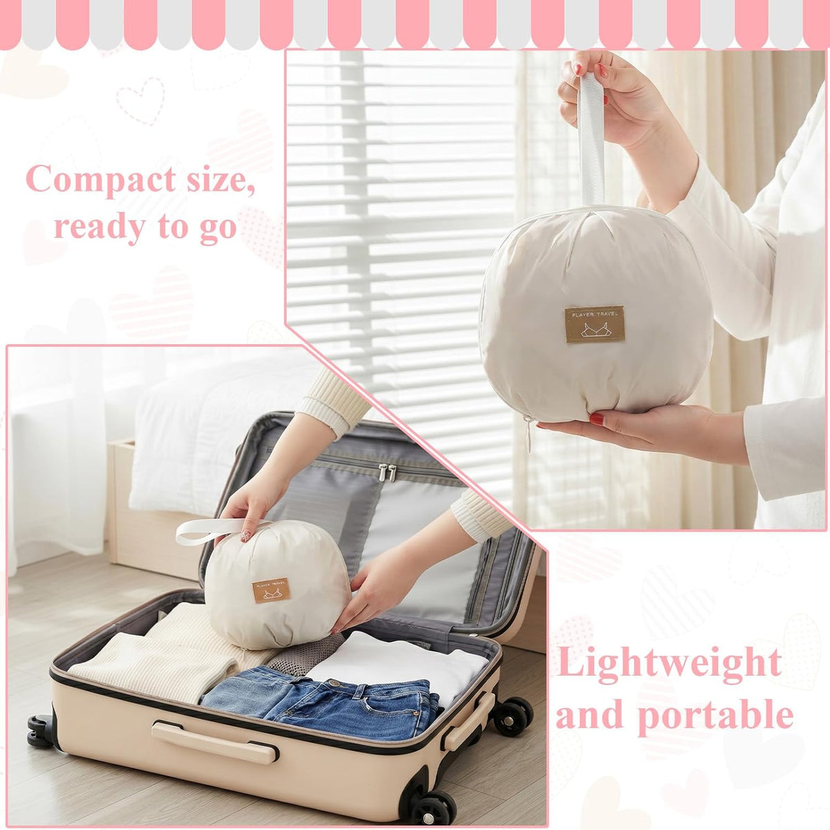 Travel Underwear Organizer Bag,Portable Lingerie Travel Bags Multi-Compartment Storage Underwear Bag For Traveling Lingerie Storage,Ideal For Suitcases and Carry-Ons