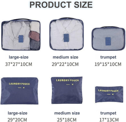 6 Set Packing Cubes with Laundry Pouch - Travel Luggage Organizer Bags for Luggage, Carry-On Suitcase Clothes Compression (Grey)