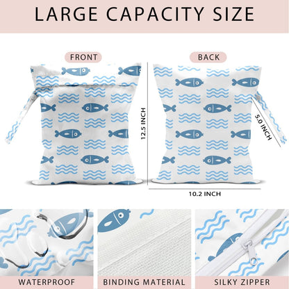 Swimsuit Bag Wet Bags for Travel Reusable Waterproof Dry Bags Diaper Bag Blue Starfish Wet Bag for Swimsuit Towels Beach Gym 10.2×12.6 Inches