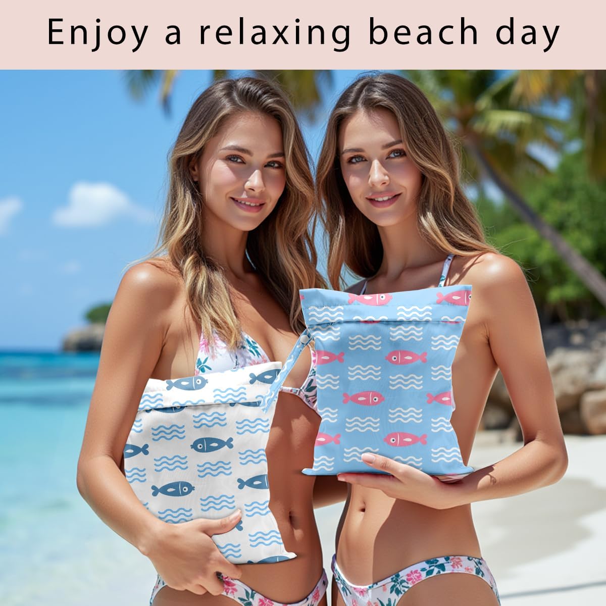 Swimsuit Bag Wet Bags for Travel Reusable Waterproof Dry Bags Diaper Bag Blue Starfish Wet Bag for Swimsuit Towels Beach Gym 10.2×12.6 Inches