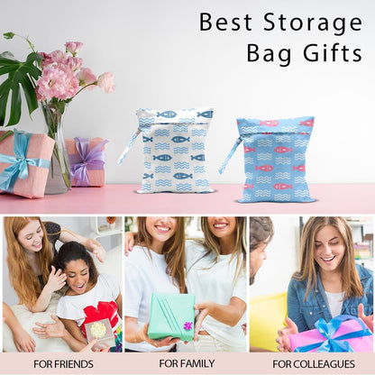 Swimsuit Bag Wet Bags for Travel Reusable Waterproof Dry Bags Diaper Bag Blue Starfish Wet Bag for Swimsuit Towels Beach Gym 10.2×12.6 Inches