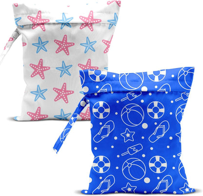 Swimsuit Bag Wet Bags for Travel Reusable Waterproof Dry Bags Diaper Bag Blue Starfish Wet Bag for Swimsuit Towels Beach Gym 10.2×12.6 Inches