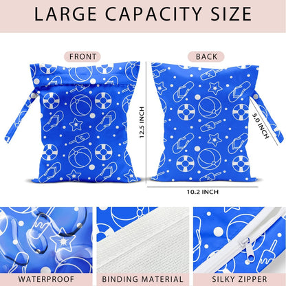 Swimsuit Bag Wet Bags for Travel Reusable Waterproof Dry Bags Diaper Bag Blue Starfish Wet Bag for Swimsuit Towels Beach Gym 10.2×12.6 Inches
