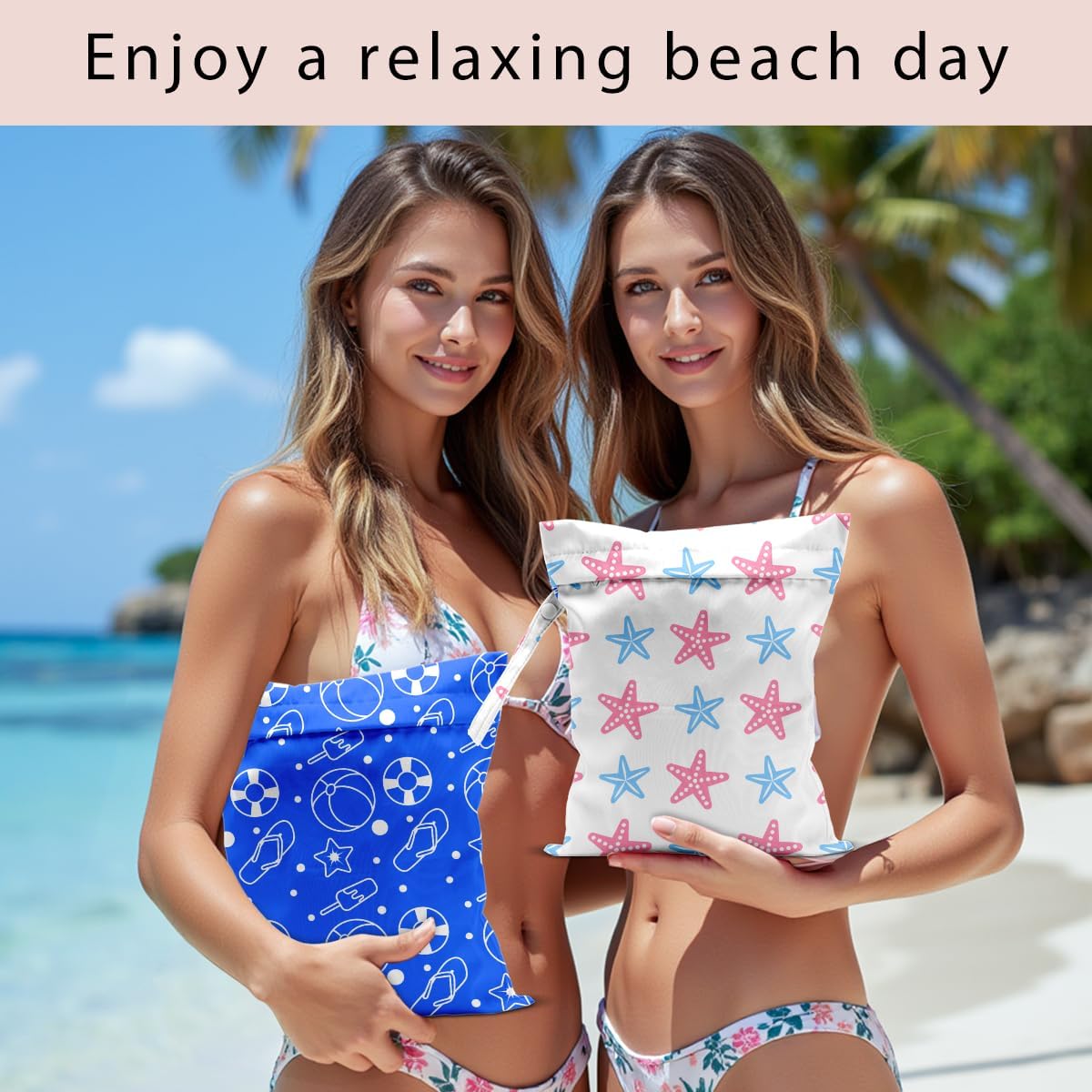 Swimsuit Bag Wet Bags for Travel Reusable Waterproof Dry Bags Diaper Bag Blue Starfish Wet Bag for Swimsuit Towels Beach Gym 10.2×12.6 Inches