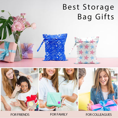 Swimsuit Bag Wet Bags for Travel Reusable Waterproof Dry Bags Diaper Bag Blue Starfish Wet Bag for Swimsuit Towels Beach Gym 10.2×12.6 Inches