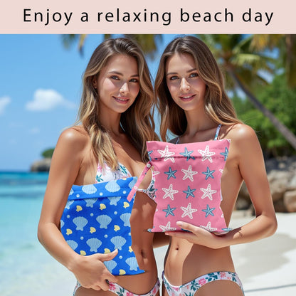 Swimsuit Bag Wet Bags for Travel Reusable Waterproof Dry Bags Diaper Bag Blue Starfish Wet Bag for Swimsuit Towels Beach Gym 10.2×12.6 Inches